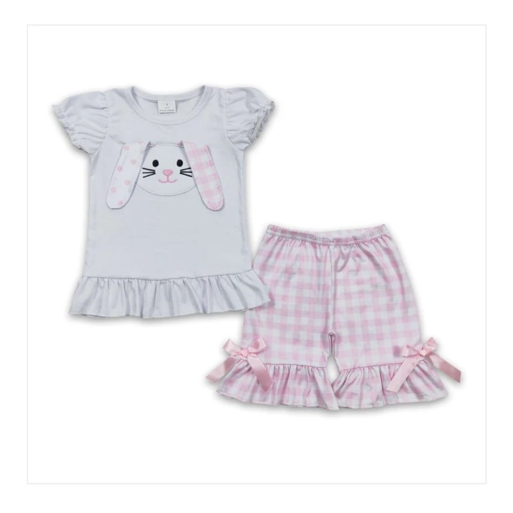 Boutique pink and white 2 piece Bunny set